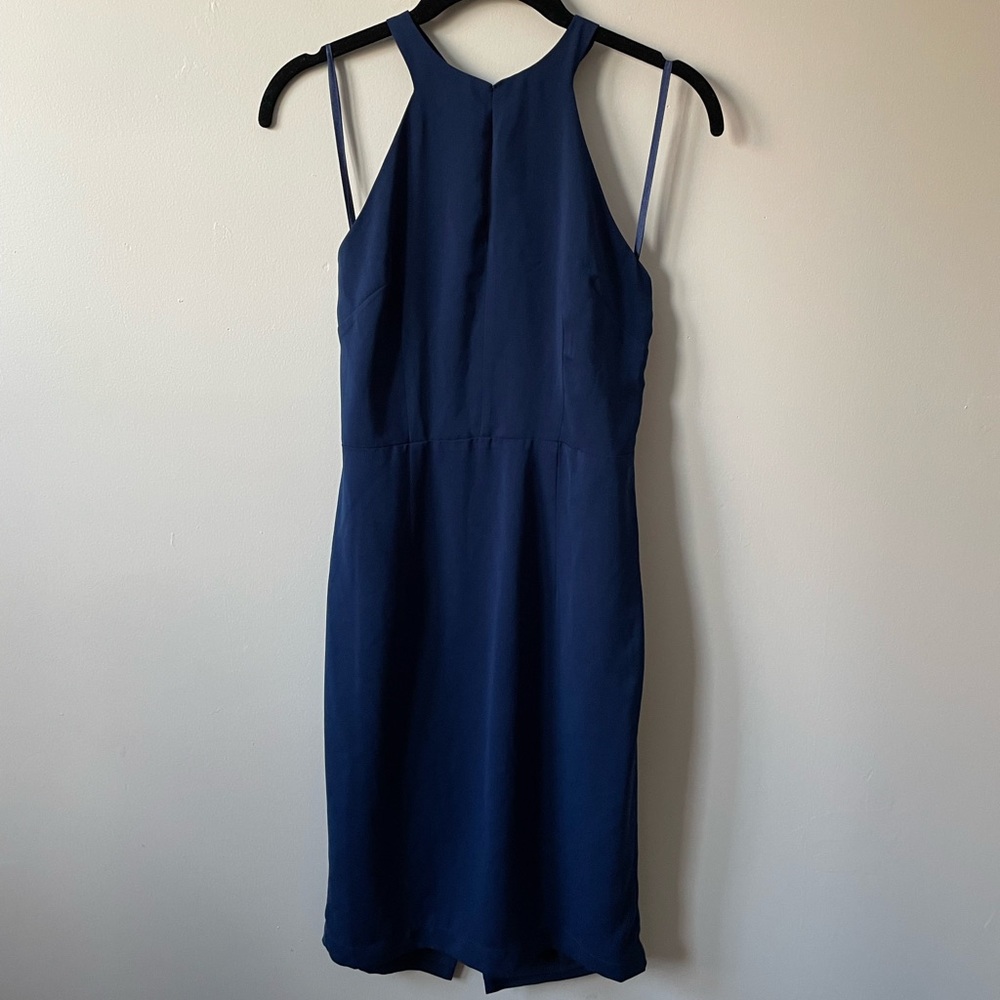 Naked Zebra Navy Halter Keyhole Dress